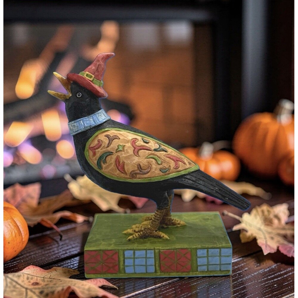 Vtg Tii Collections Halloween Crow Figurine H7501 Folk Art Primitive Transpac
